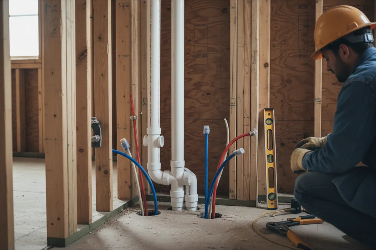 Drain and supply rough-in during Leak Detection in Shawnee