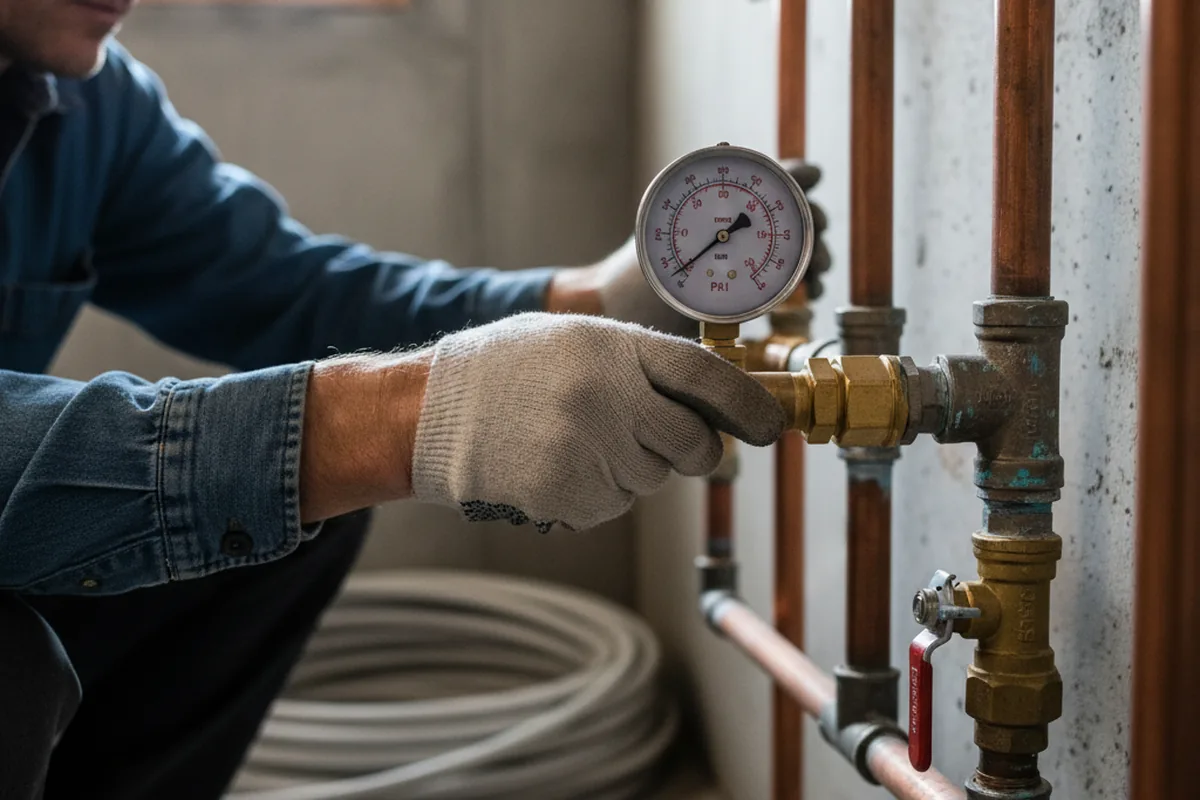 Pressure testing a repaired line during Water Line Repair in Shawnee
